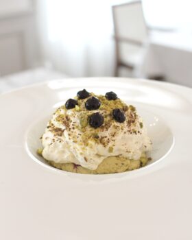 Sorbet framboise et crème de pistache